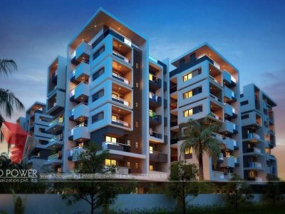 ambikapur-studio-appartment-buildings-eye-level-view-night-view-real-estate-walkthrough